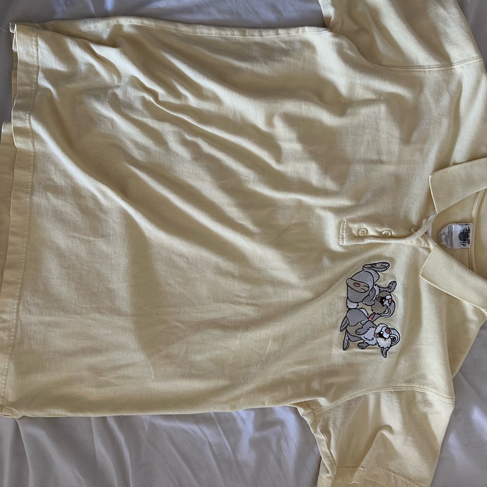 Disney Light Yellow Polo with Embroidered Characters